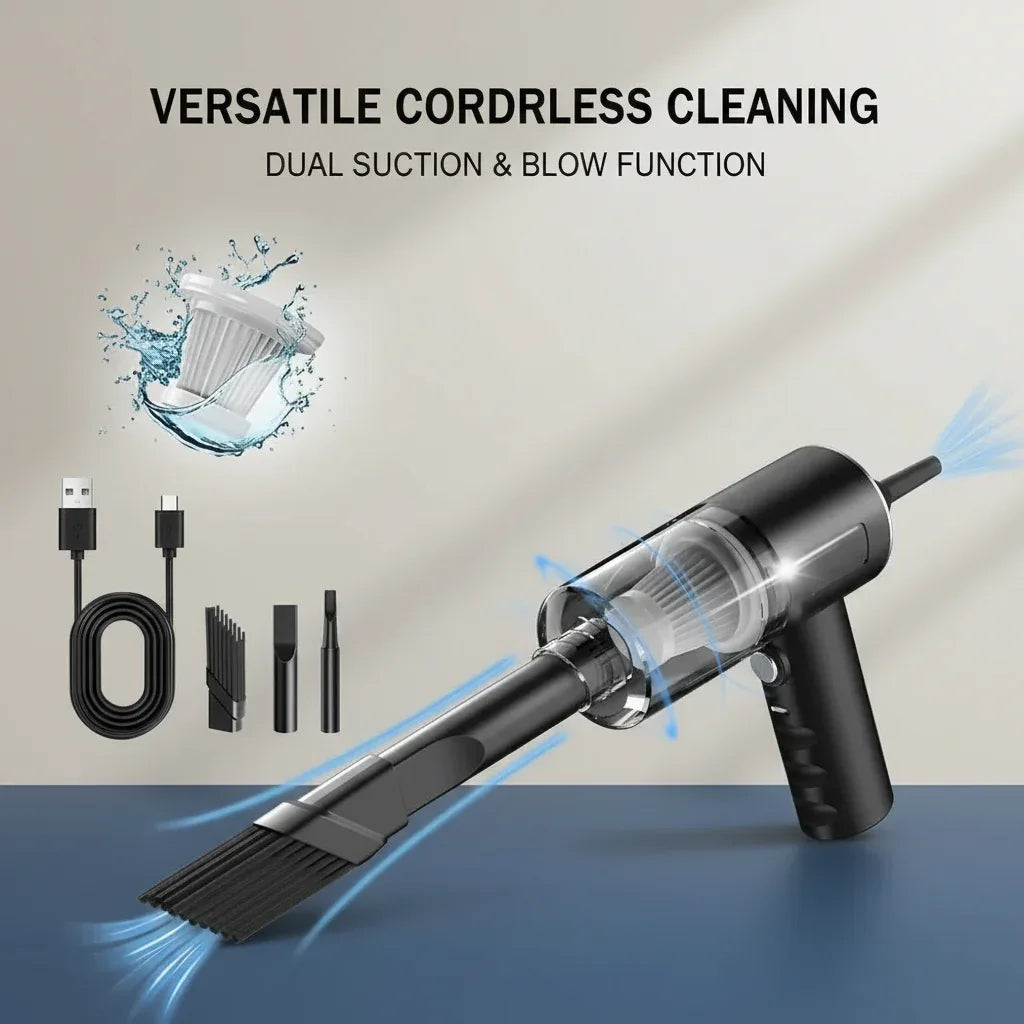 Cordless Handheld Vacuum for Home & Car – Black - SteadyBuy