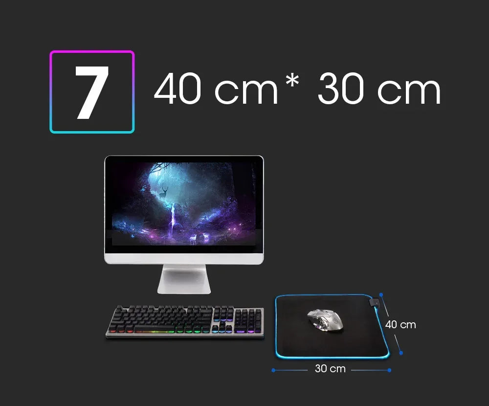RGB LED Gaming Mouse Pad – Waterproof Desk Mat - SteadyBuy