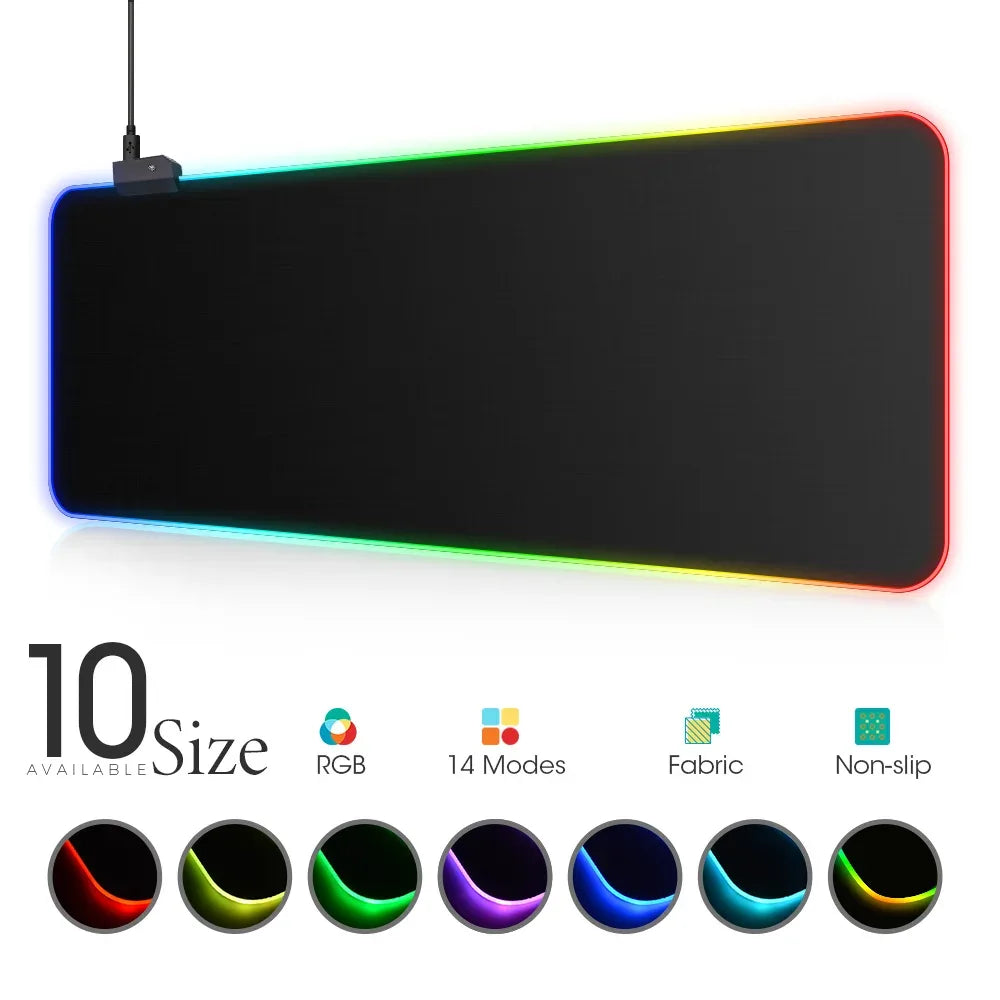 RGB LED Gaming Mouse Pad – Waterproof Desk Mat - SteadyBuy