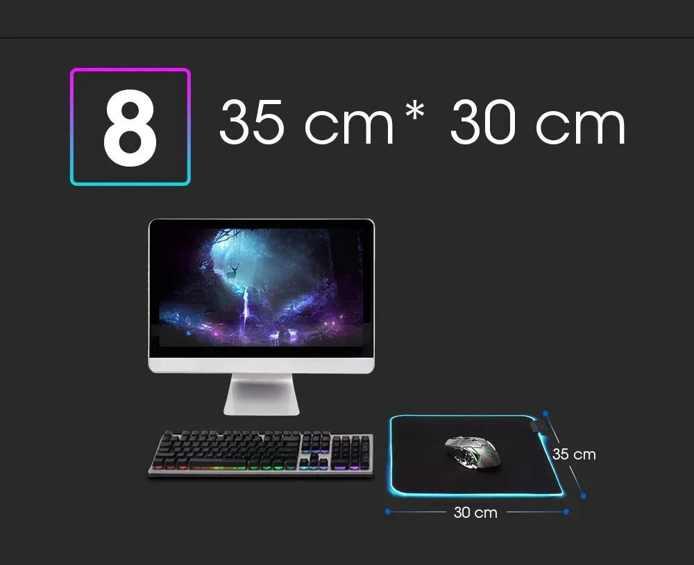 RGB LED Gaming Mouse Pad – Waterproof Desk Mat - SteadyBuy