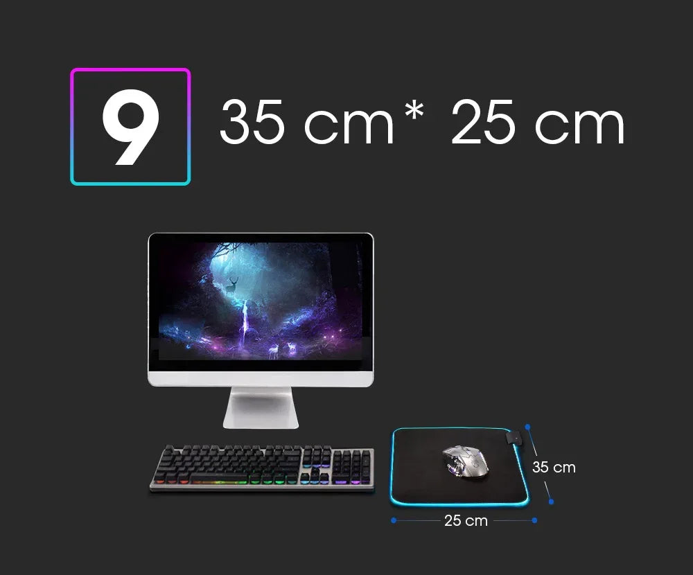 RGB LED Gaming Mouse Pad – Waterproof Desk Mat - SteadyBuy