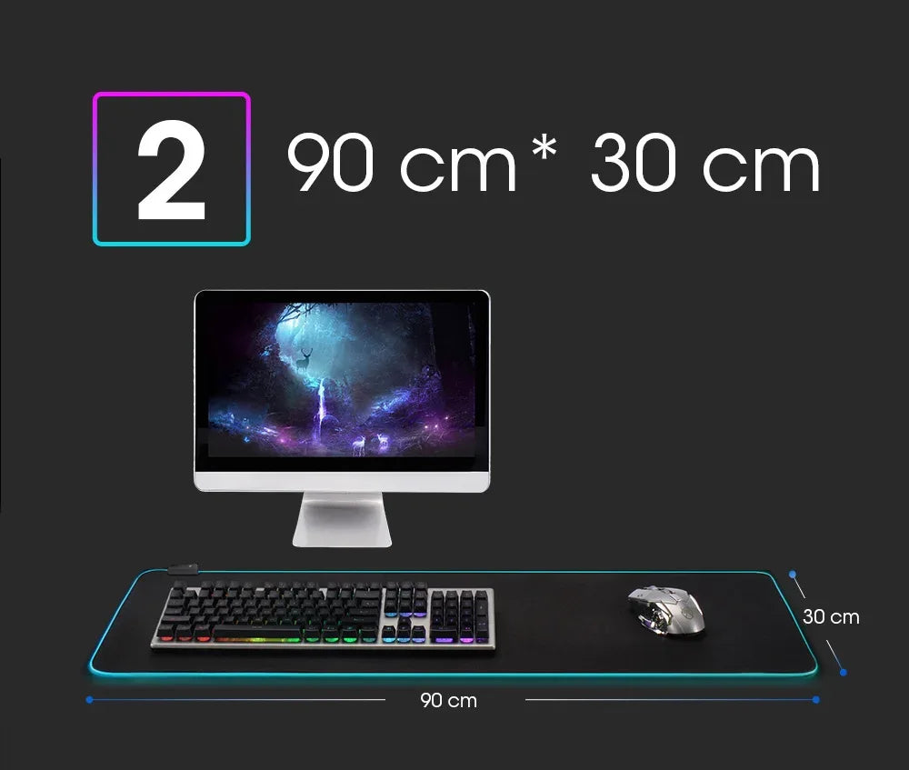 RGB LED Gaming Mouse Pad – Waterproof Desk Mat - SteadyBuy