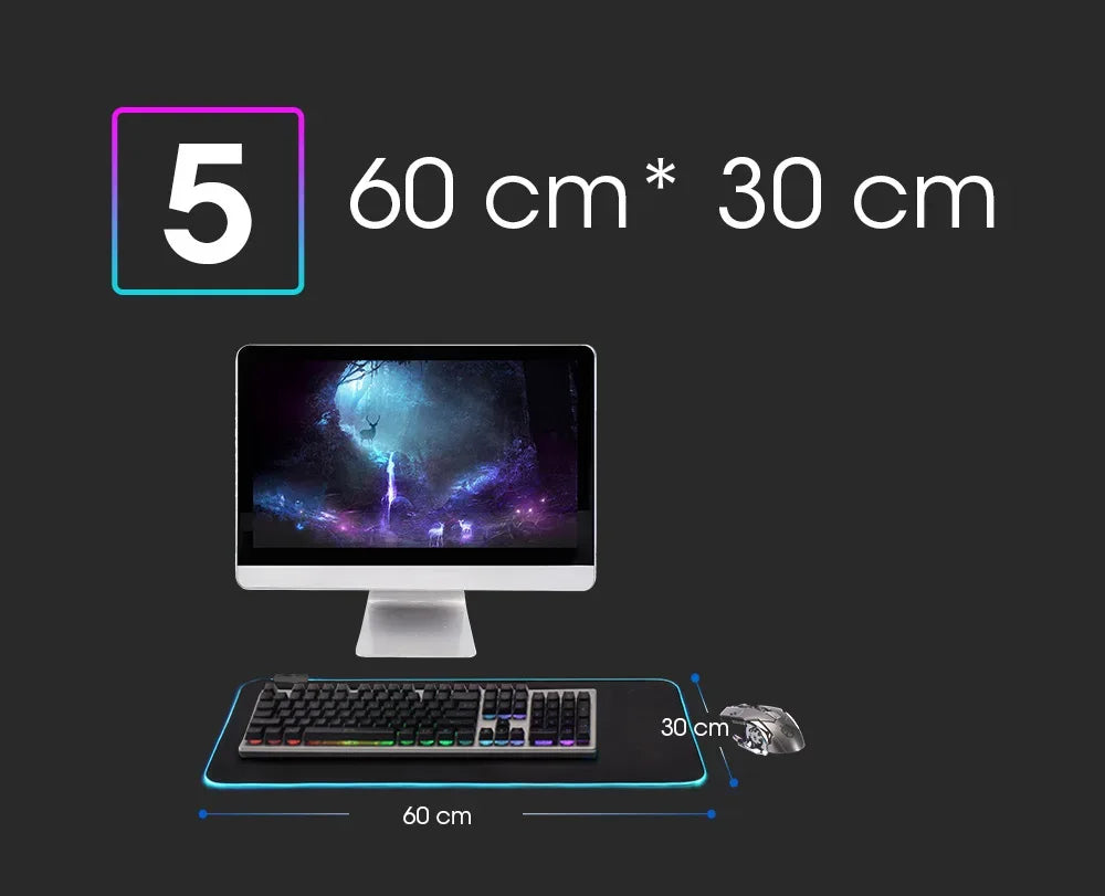 RGB LED Gaming Mouse Pad – Waterproof Desk Mat - SteadyBuy