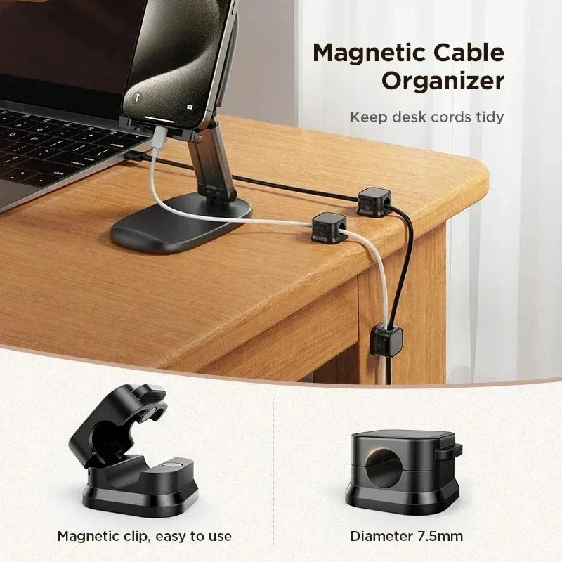 Magnetic Cable Clip Desk Cable Organiser – Black - SteadyBuy