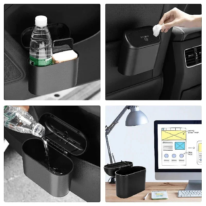 Leakproof Car Trash Can with Lid & 60 Bags
