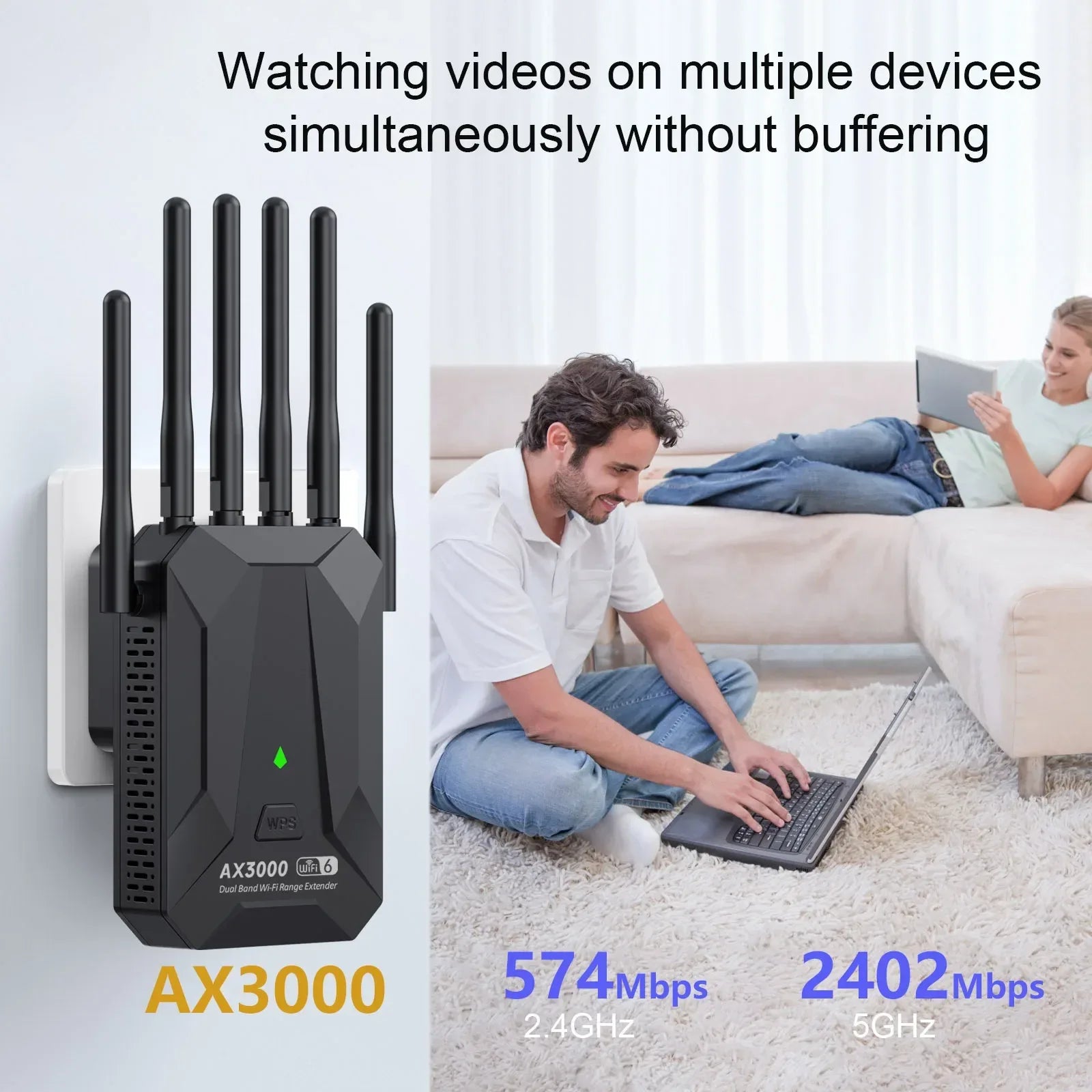 Wi‑Fi 6 Dual‑Band Range Extender 3000Mbps - SteadyBuy