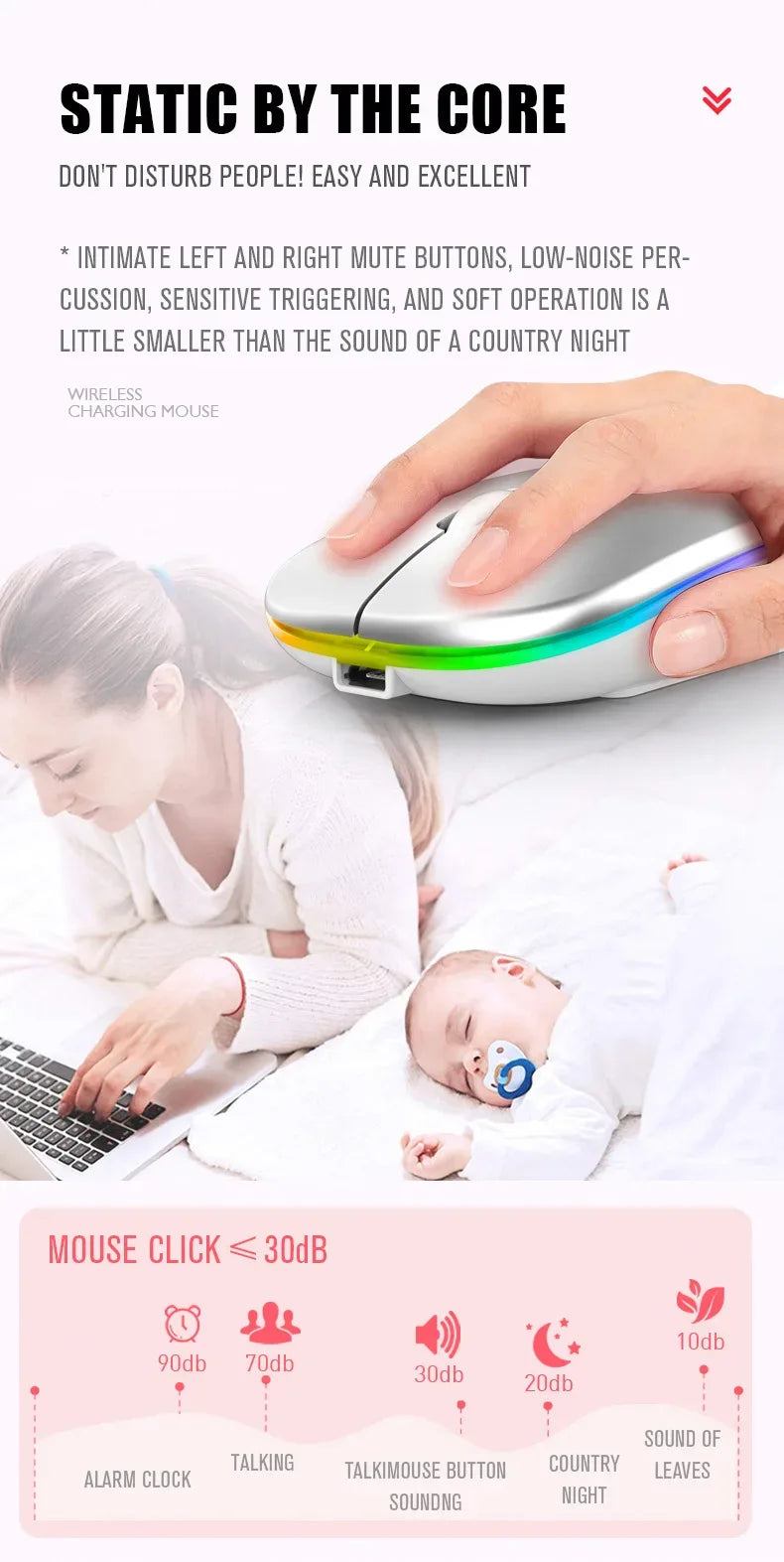Rechargeable Bluetooth Wireless RGB Mouse 1600DPI - SteadyBuy