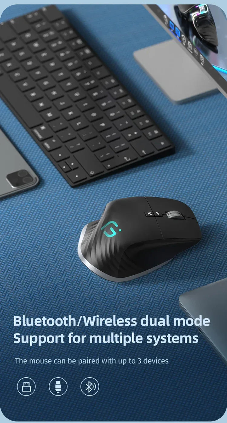 Multi‑Device Wireless Bluetooth Mouse 2.4G – Ergonomic Right‑Hand - SteadyBuy