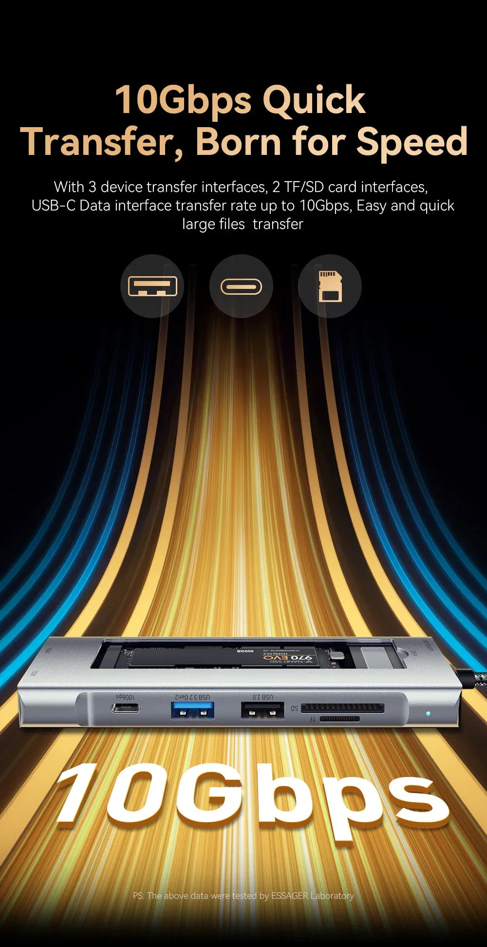 Essager 8‑in‑1 USB‑C Hub with SSD Storage Dock - SteadyBuy