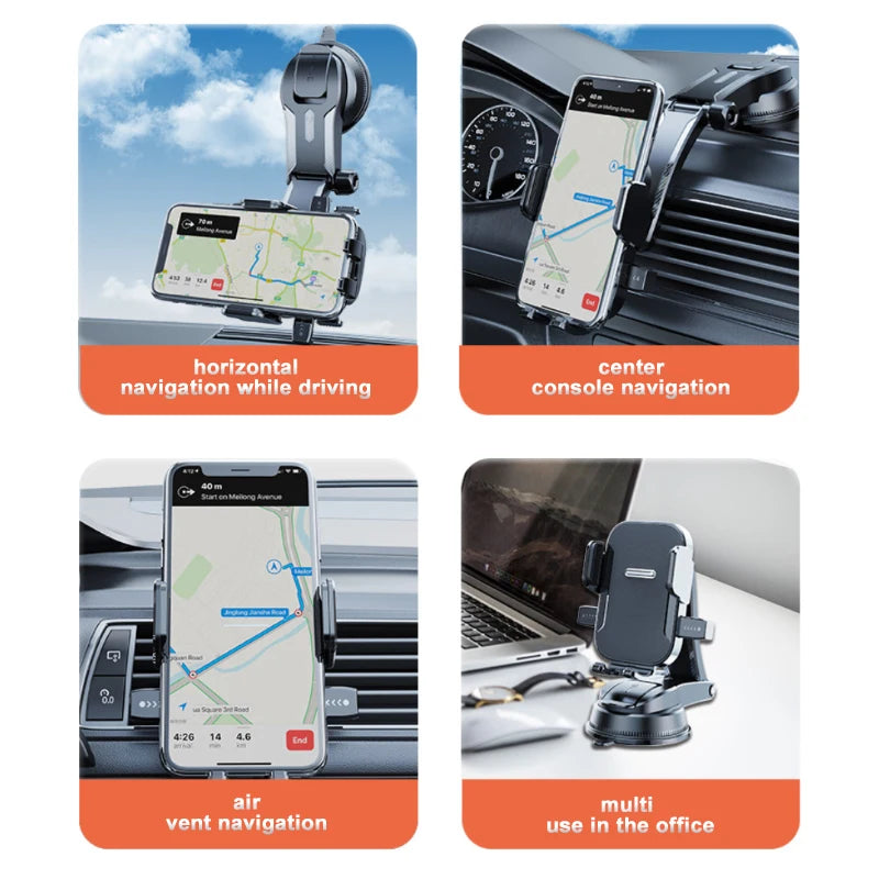 Car Dashboard Phone Mount with Rearview Mirror View