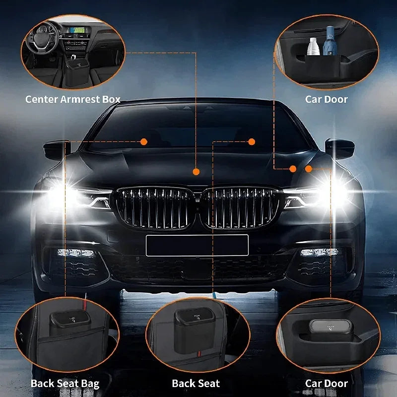 Leakproof Car Trash Can with Lid & 60 Bags