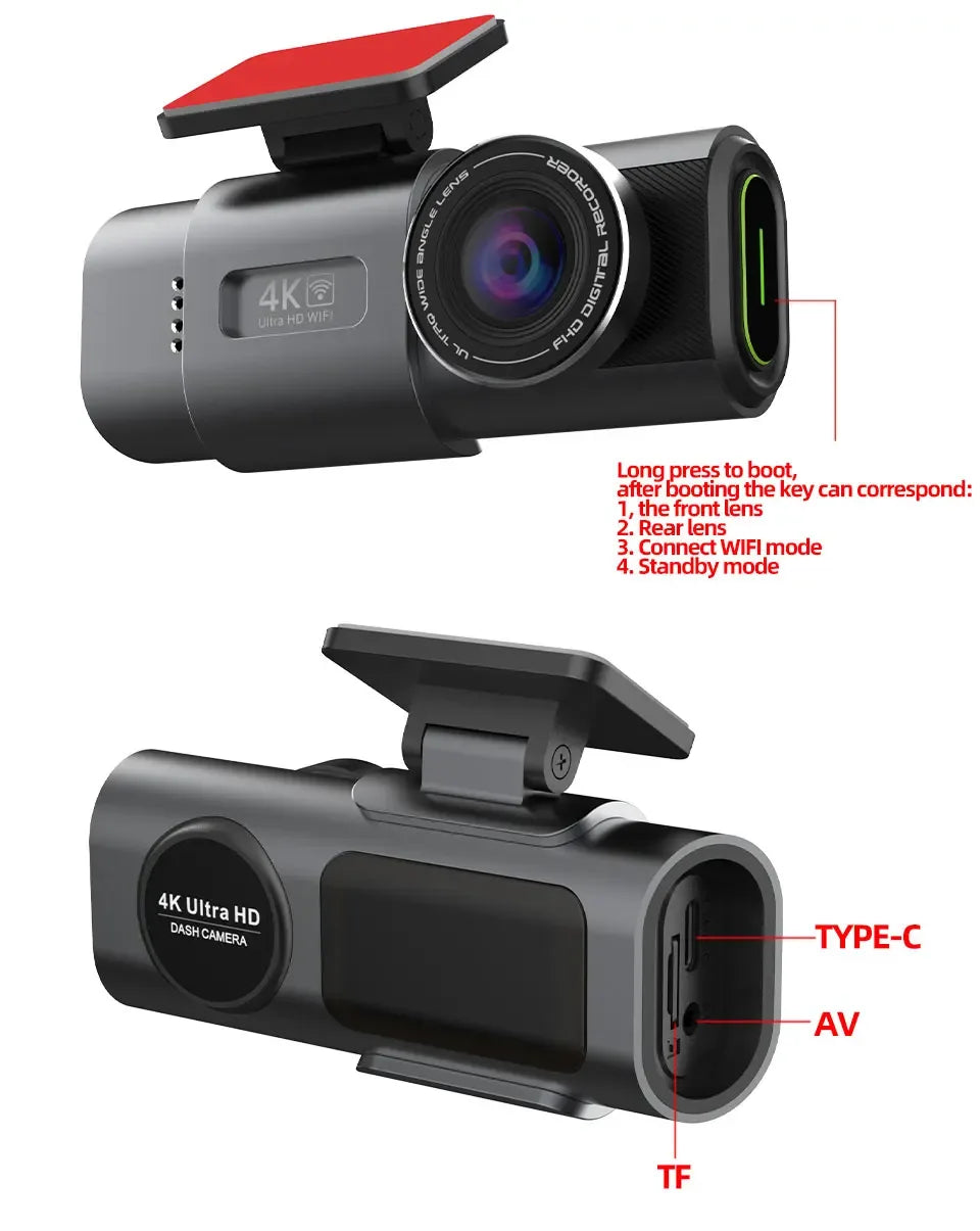4K Dash Cam with Wi‑Fi, GPS & 24/7 Parking Mode - SteadyBuy