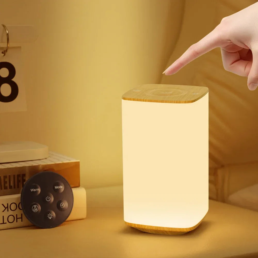 Rechargeable RGB Touch Bedside Lamp with Timer - SteadyBuy