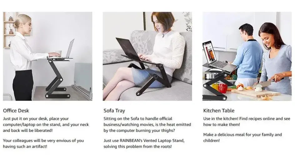 Adjustable Aluminium Laptop Bed Desk with Mouse Pad - SteadyBuy