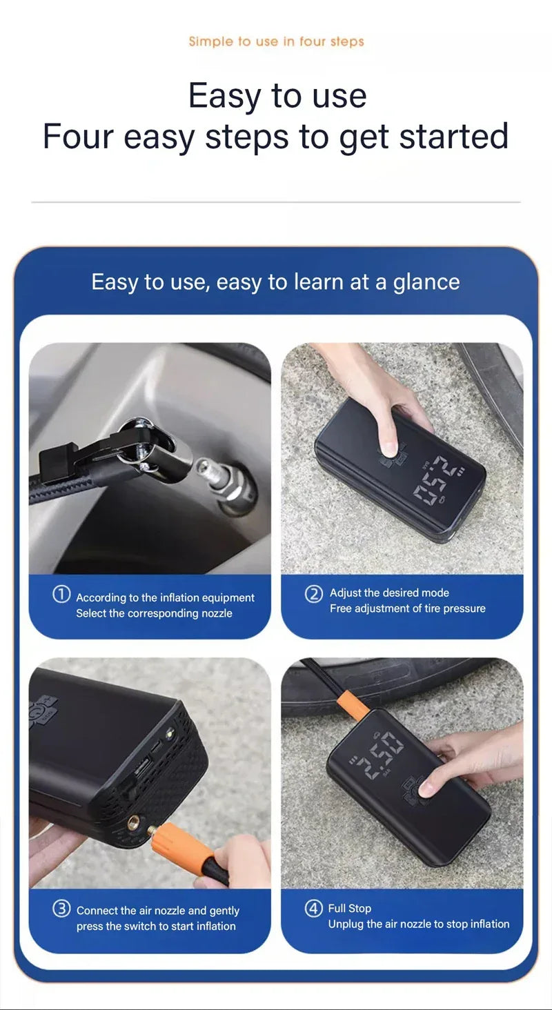 Portable Wireless Car Tyre Inflator Pump - SteadyBuy