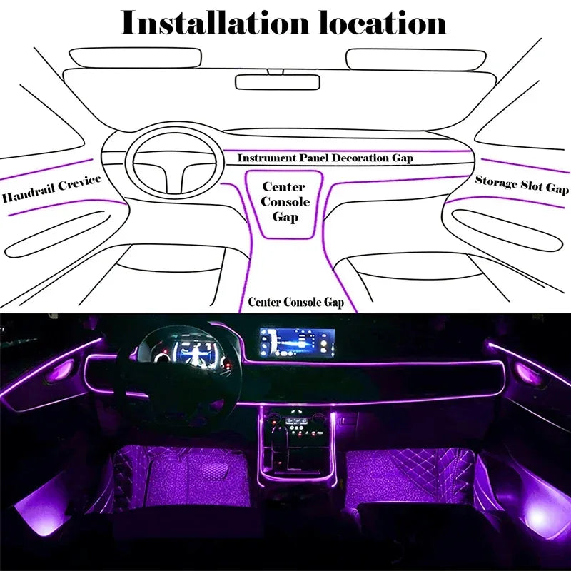 RGB EL Interior Car Ambient Neon Light Strip - SteadyBuy