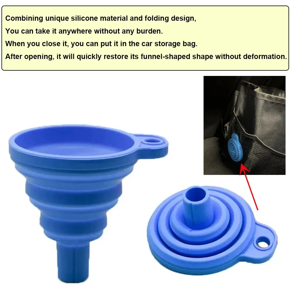 Foldable Silicone Engine Oil & Fluid Funnel - SteadyBuy