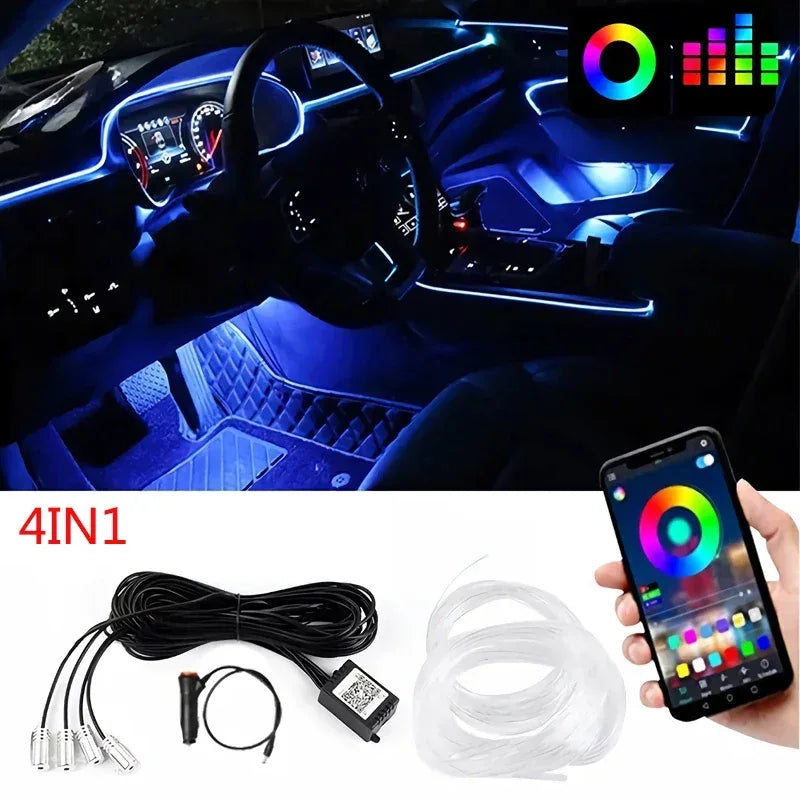 RGB EL Interior Car Ambient Neon Light Strip - SteadyBuy