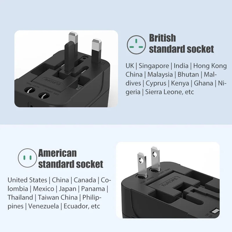 Universal Travel Adapter with Dual USB Ports