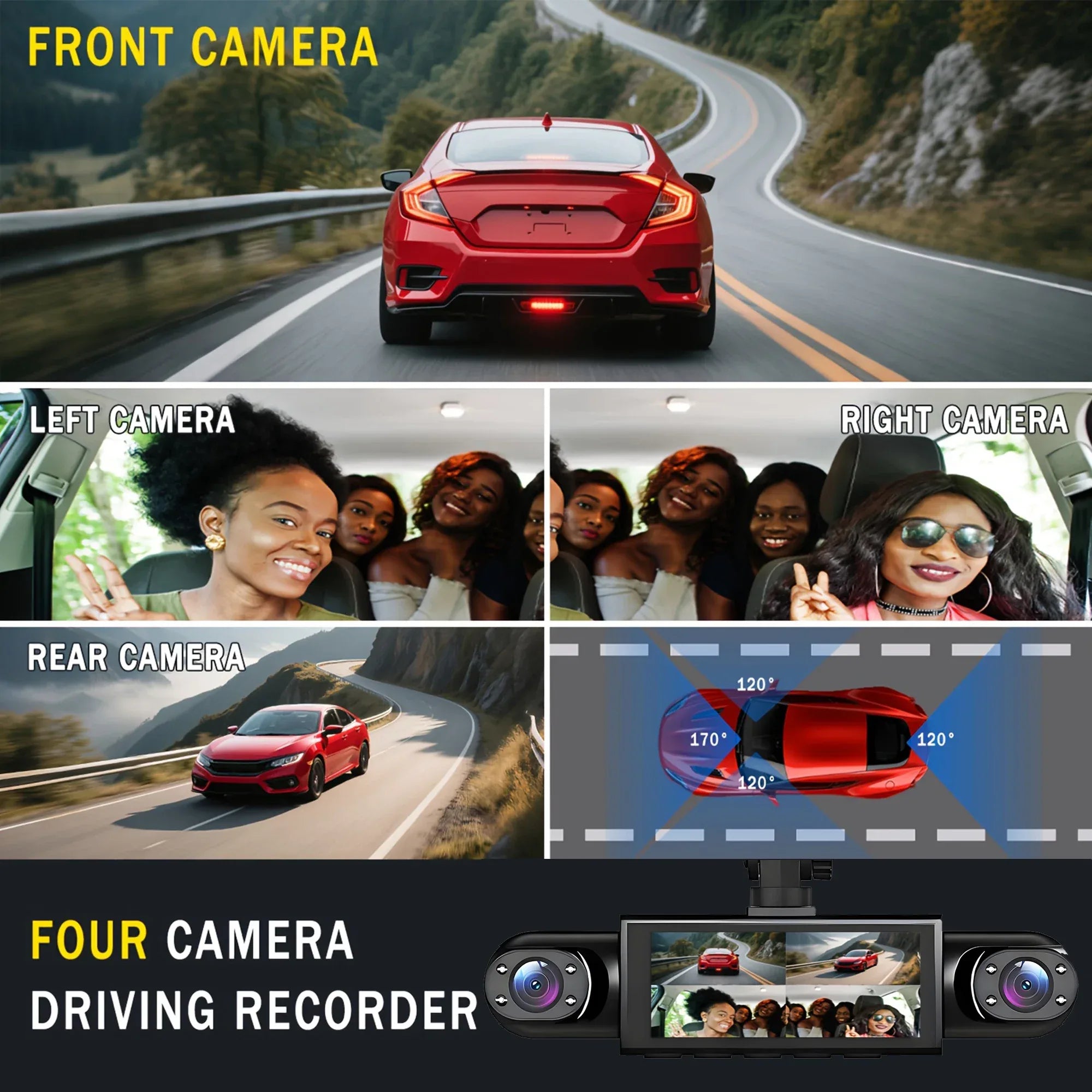 4-Channel 360° Dash Cam with Parking Monitor - SteadyBuy