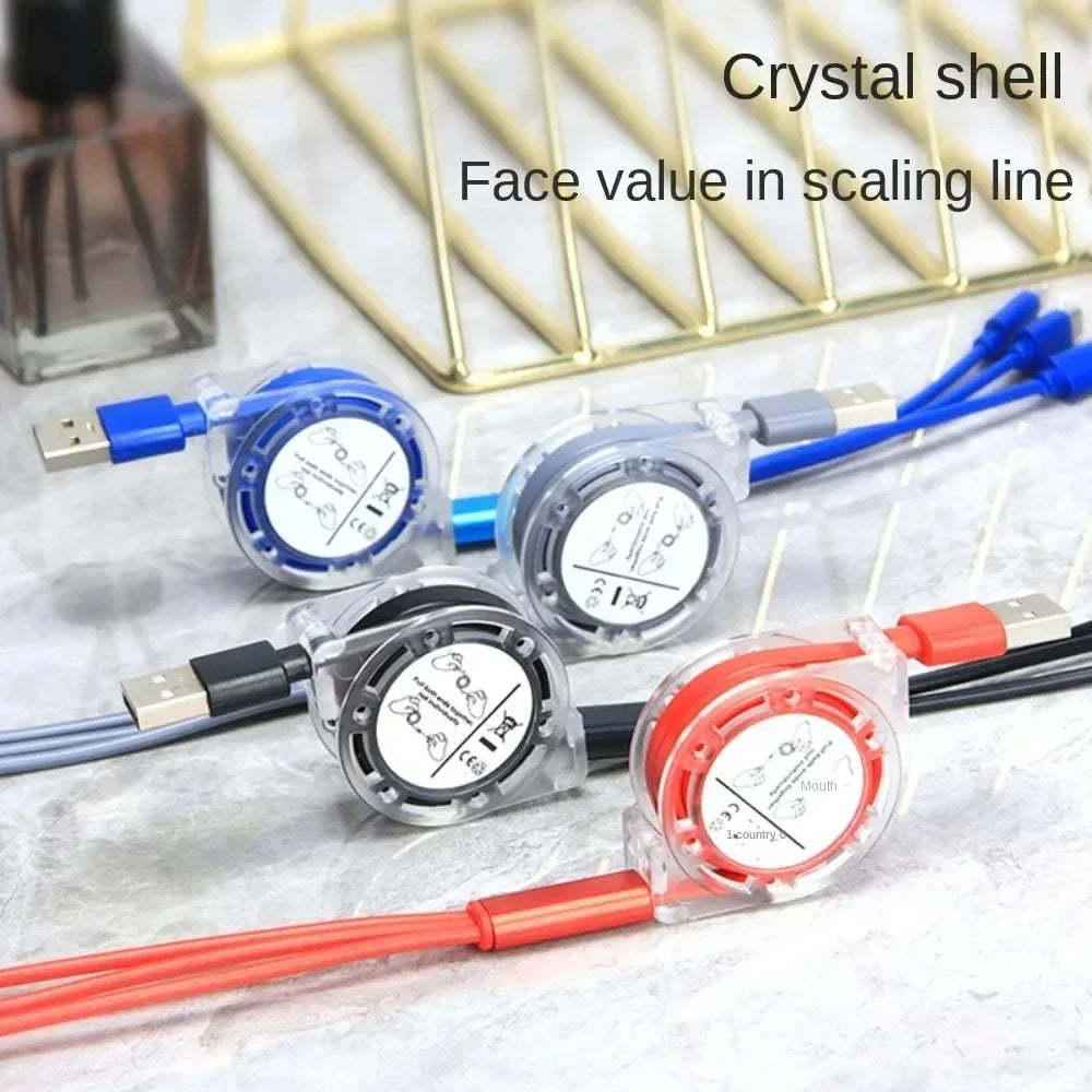 3-in-1 Retractable Fast Charging USB Cable (1m) - SteadyBuy