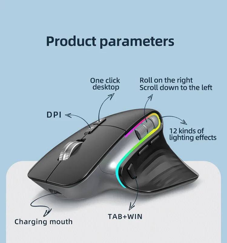 Multi‑Device Wireless Bluetooth Mouse 2.4G – Ergonomic Right‑Hand - SteadyBuy