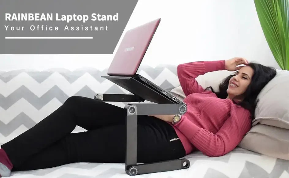 Adjustable Aluminium Laptop Bed Desk with Mouse Pad - SteadyBuy