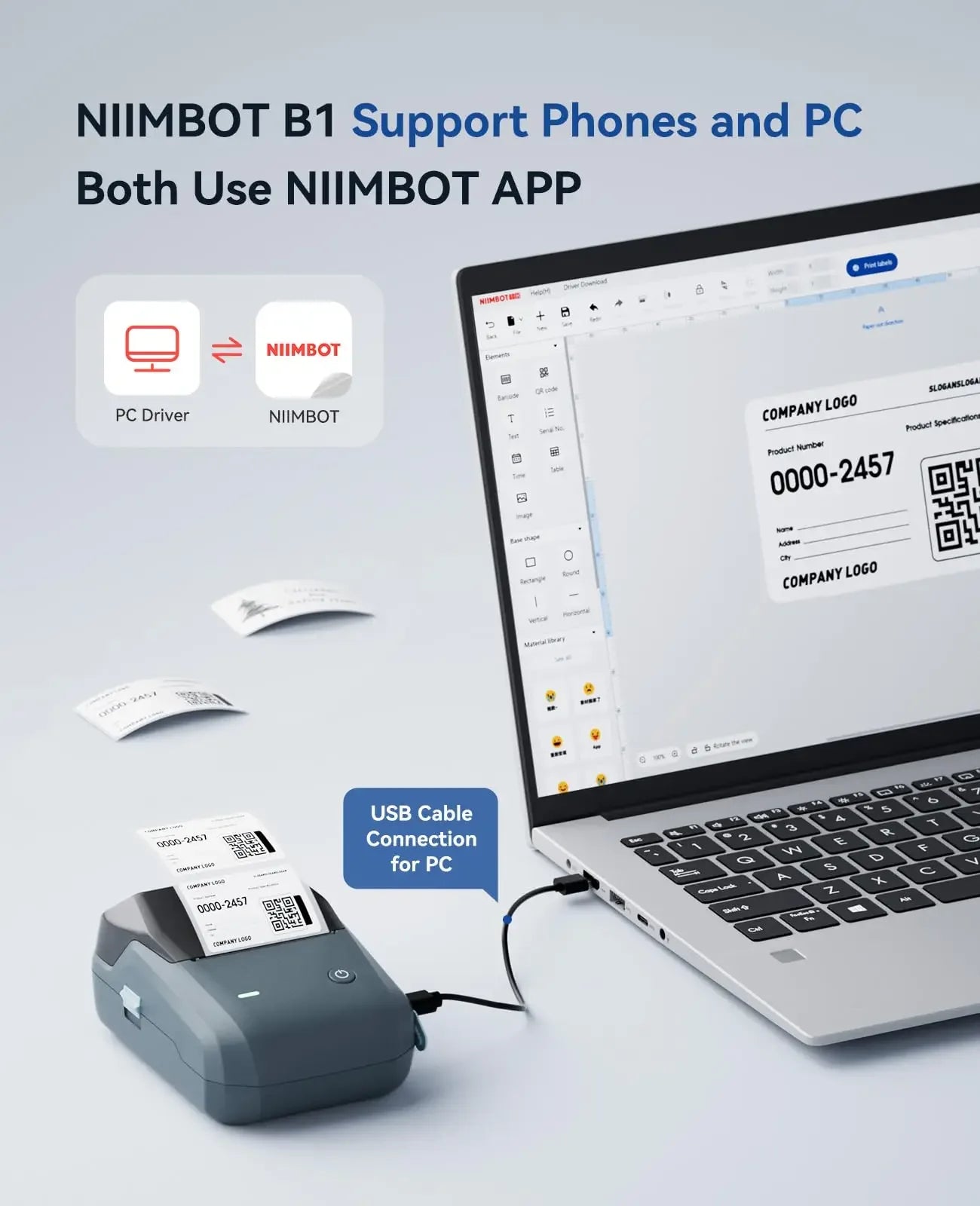 Niimbot B1 Bluetooth Thermal Label Printer (2") - SteadyBuy
