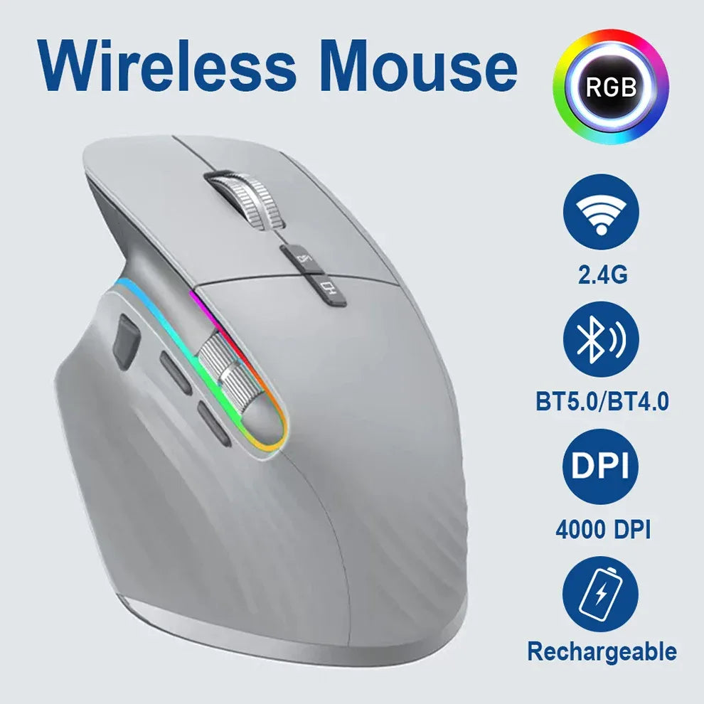 Multi‑Device Wireless Bluetooth Mouse 2.4G – Ergonomic Right‑Hand - SteadyBuy