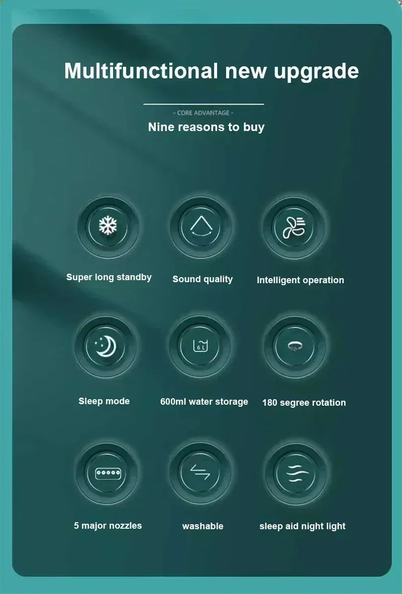 3‑in‑1 Portable Air Cooler & LED Night Light - SteadyBuy