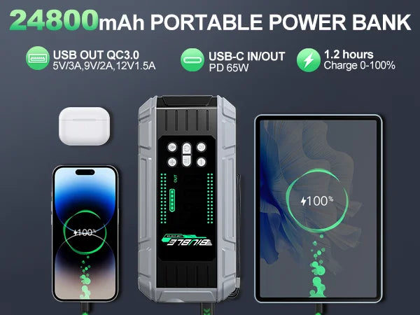 8000A Car Jump Starter with Air Compressor & Power Bank