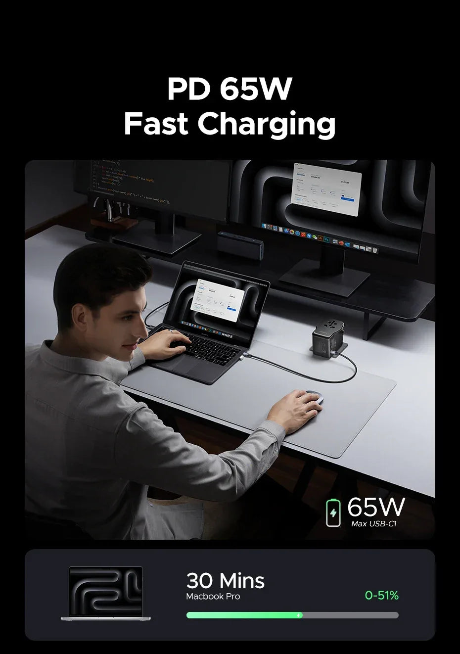 UGREEN 65W GaN Universal Travel Adapter & Charger - SteadyBuy