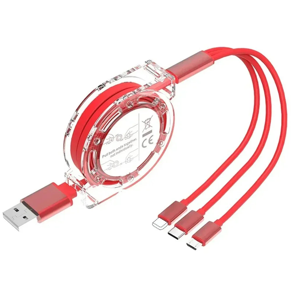 3-in-1 Retractable Fast Charging USB Cable (1m) - SteadyBuy