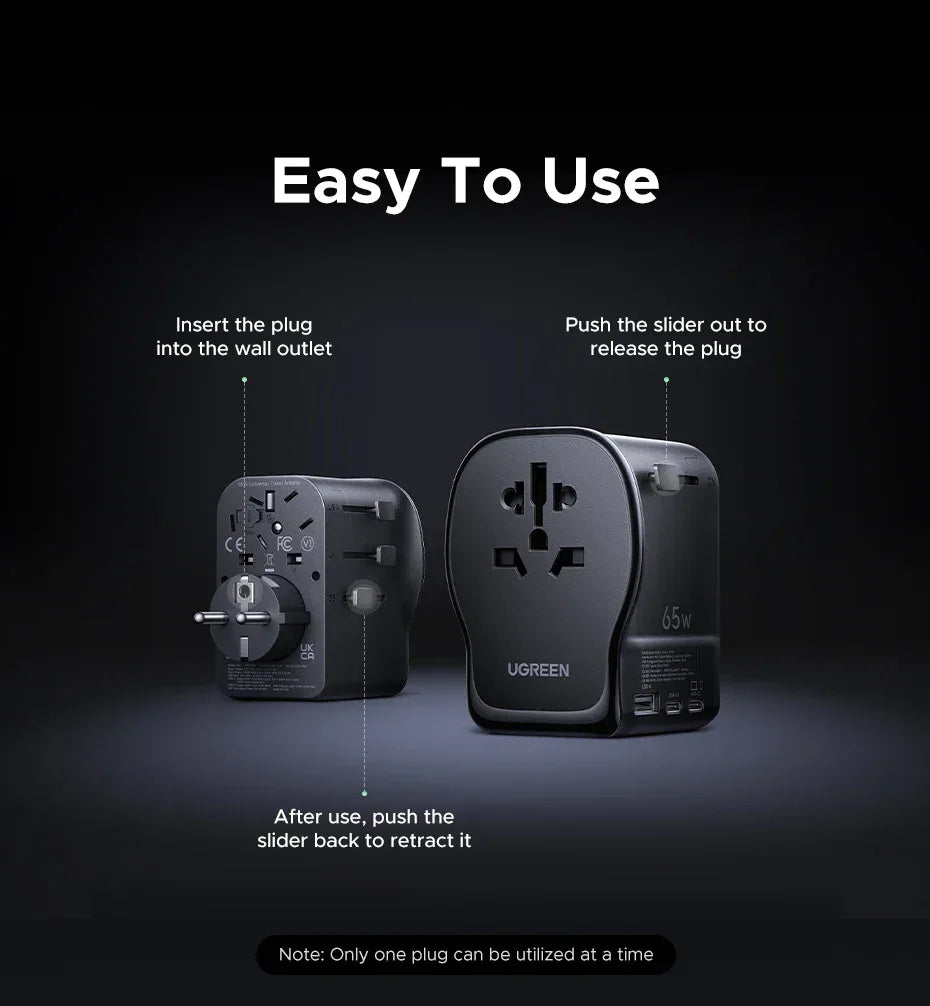UGREEN 65W GaN Universal Travel Adapter & Charger - SteadyBuy