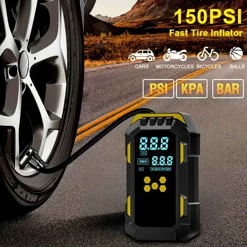 12V Car Jump Starter with 150PSI Tyre Inflator & USB Power Bank - SteadyBuy