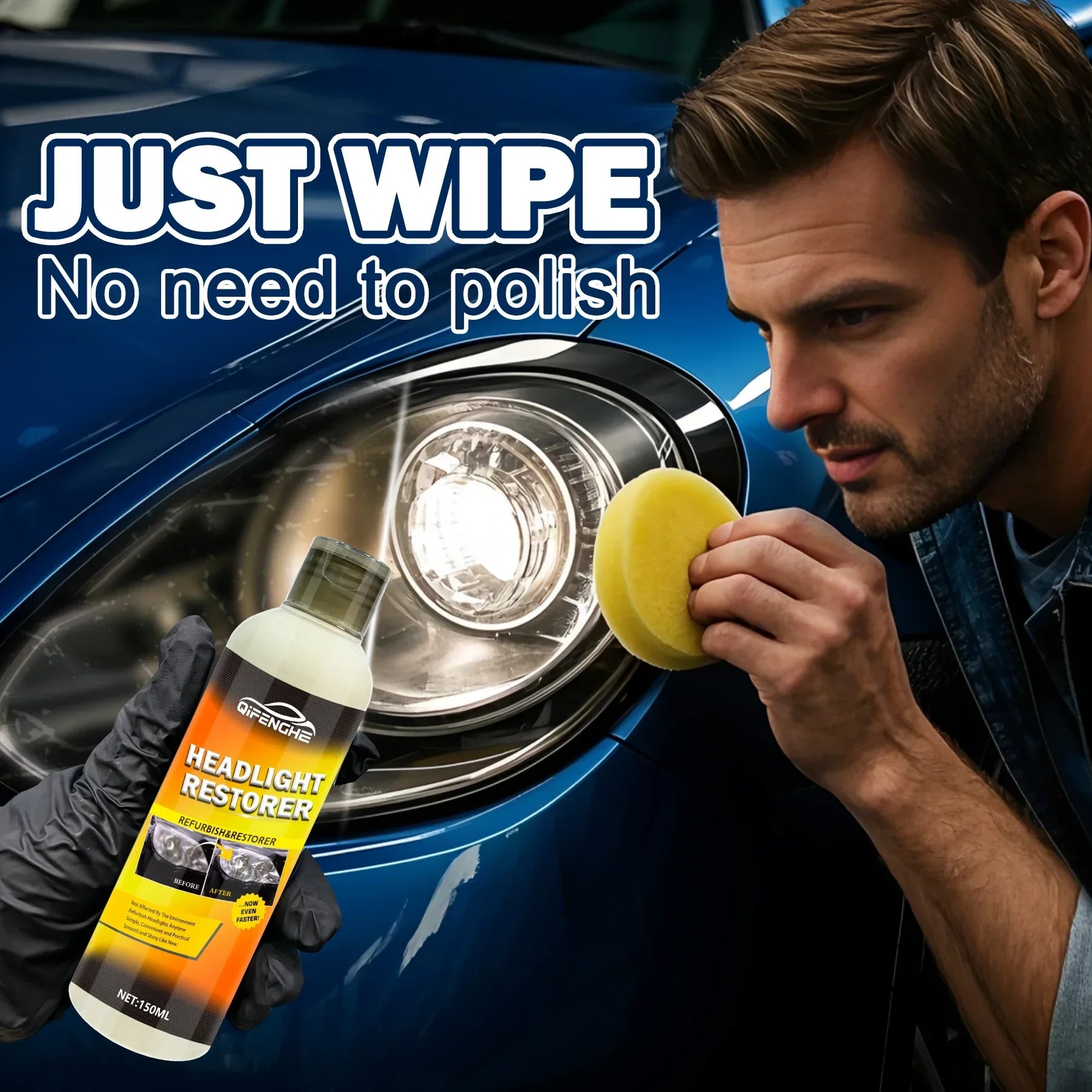 Car Headlight Restoration Cream 150ml Kit - SteadyBuy