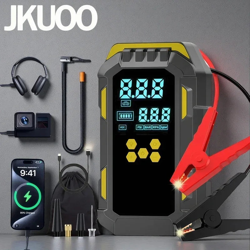 12V Car Jump Starter with 150PSI Tyre Inflator & USB Power Bank - SteadyBuy