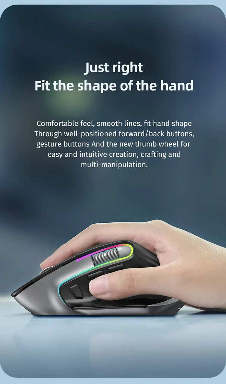 Multi‑Device Wireless Bluetooth Mouse 2.4G – Ergonomic Right‑Hand - SteadyBuy