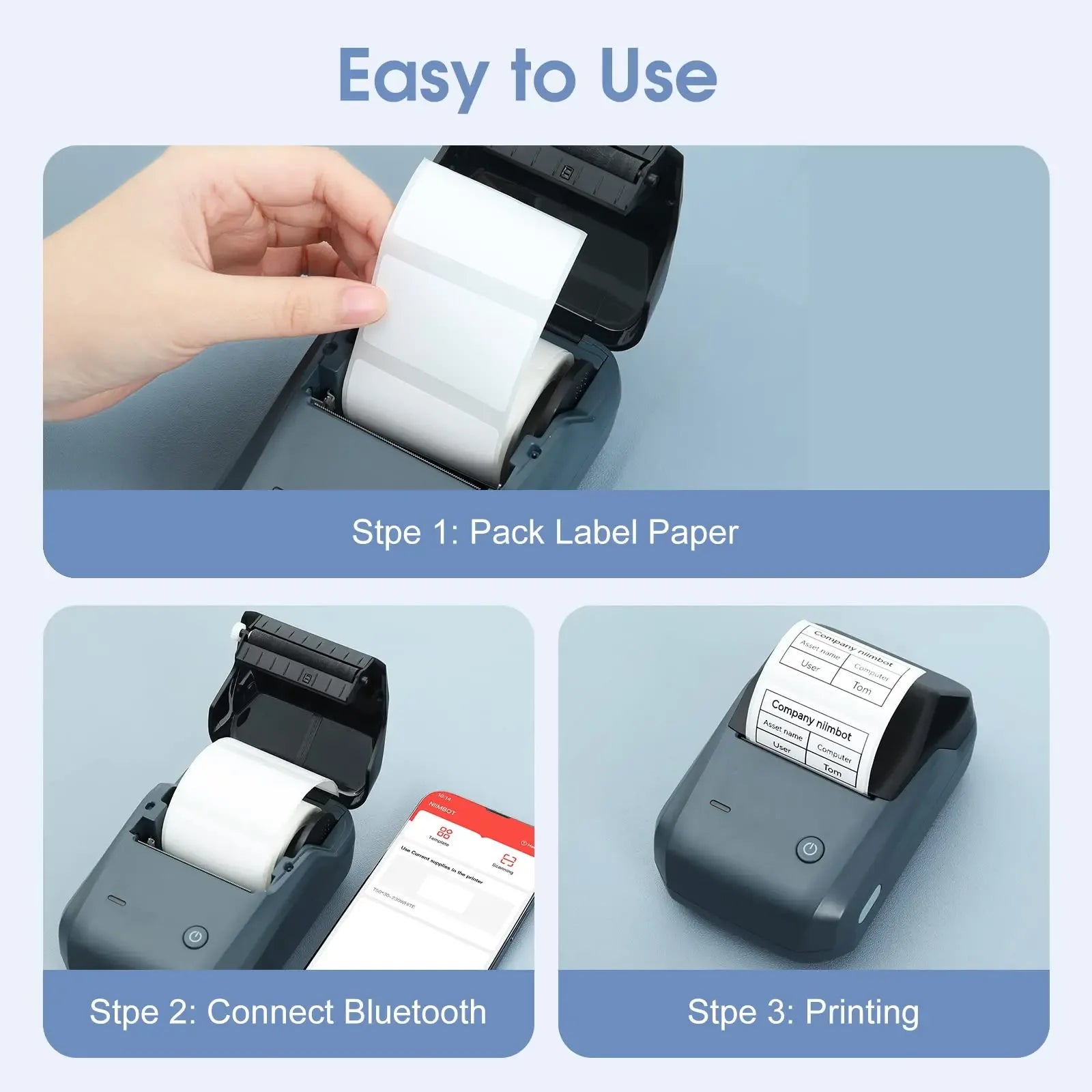 Niimbot B1 Bluetooth Thermal Label Printer (2") - SteadyBuy