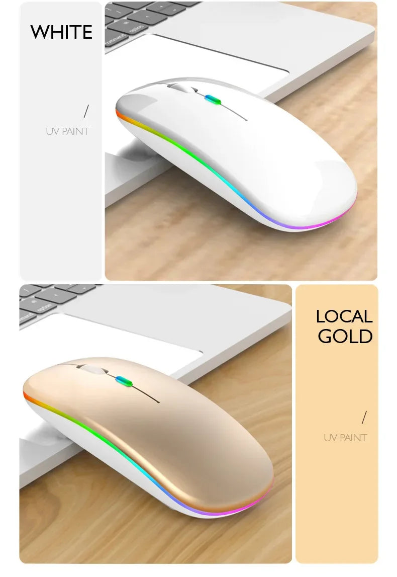 Rechargeable Bluetooth Wireless RGB Mouse 1600DPI - SteadyBuy