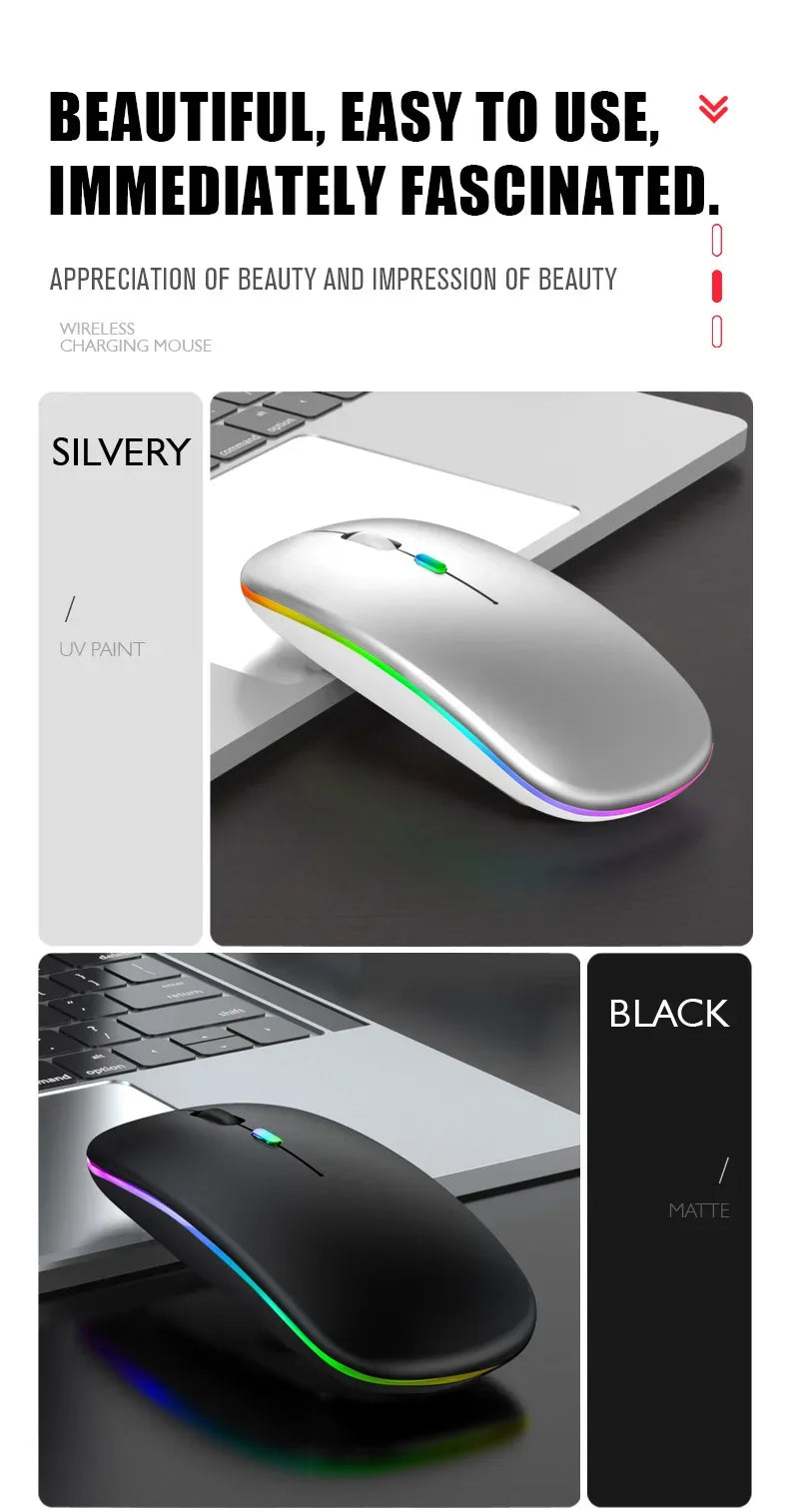 Rechargeable Bluetooth Wireless RGB Mouse 1600DPI - SteadyBuy