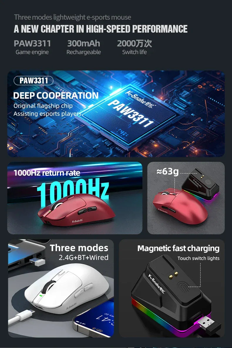 K-Sanke X11 Wireless Gaming Mouse with Magnetic Charging - SteadyBuy