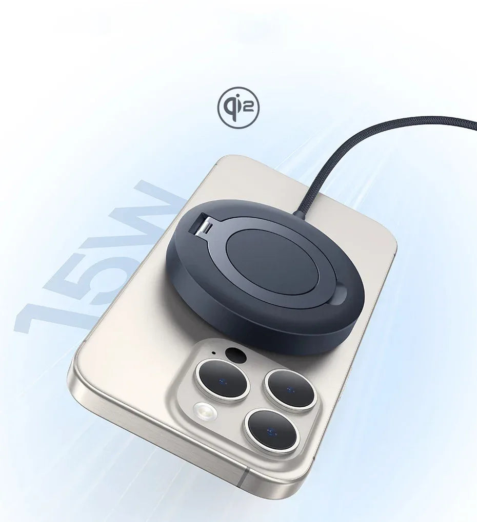 Baseus 15W Qi2 Magnetic Wireless Charger with Stand - SteadyBuy