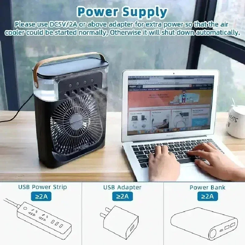 3‑in‑1 Portable Air Cooler & LED Night Light - SteadyBuy