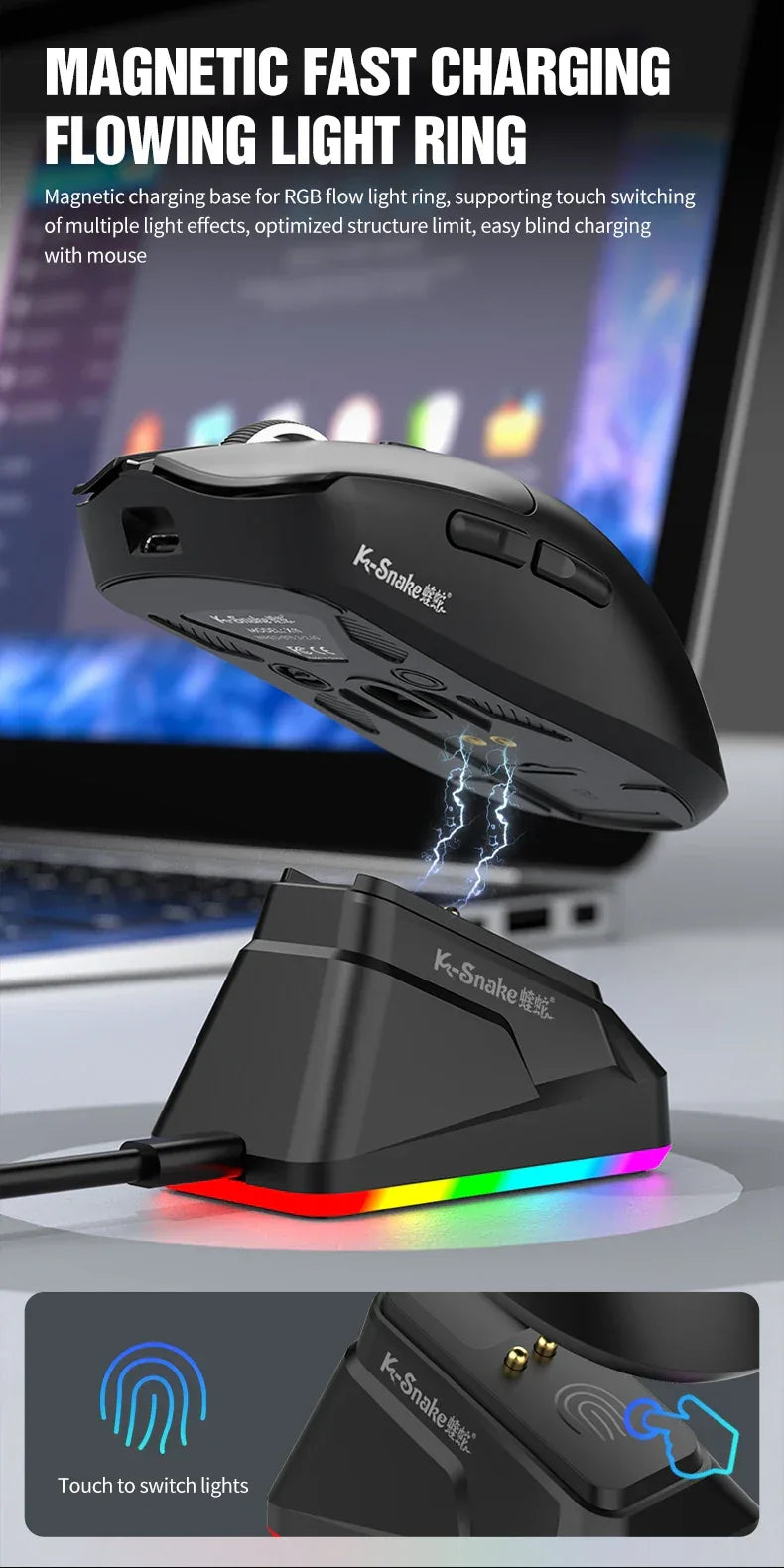 K-Sanke X11 Wireless Gaming Mouse with Magnetic Charging - SteadyBuy