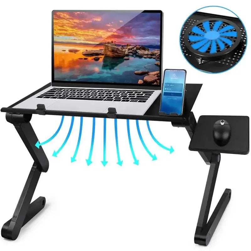 Adjustable Aluminium Laptop Bed Desk with Mouse Pad - SteadyBuy