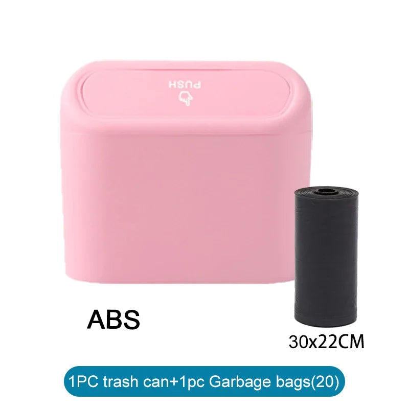 Leakproof Car Trash Can with Lid & 60 Bags