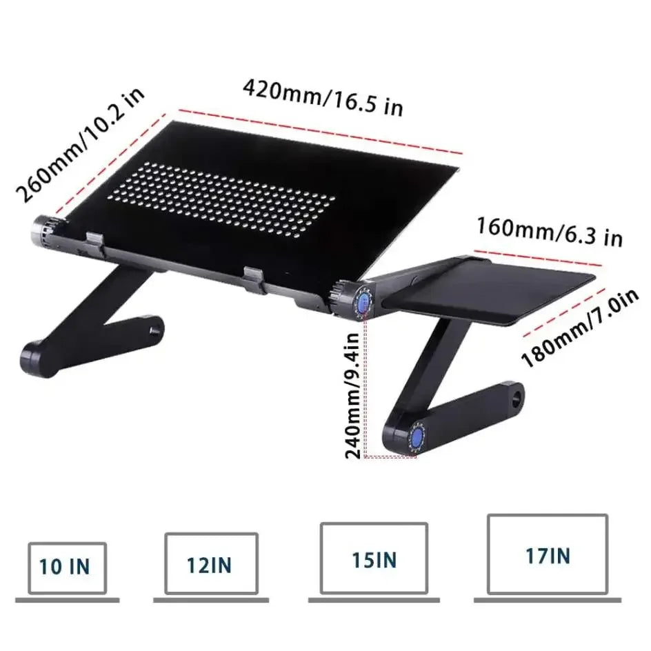Adjustable Aluminium Laptop Bed Desk with Mouse Pad - SteadyBuy