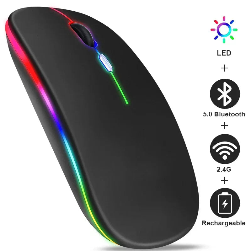 Rechargeable Bluetooth Wireless RGB Mouse 1600DPI - SteadyBuy
