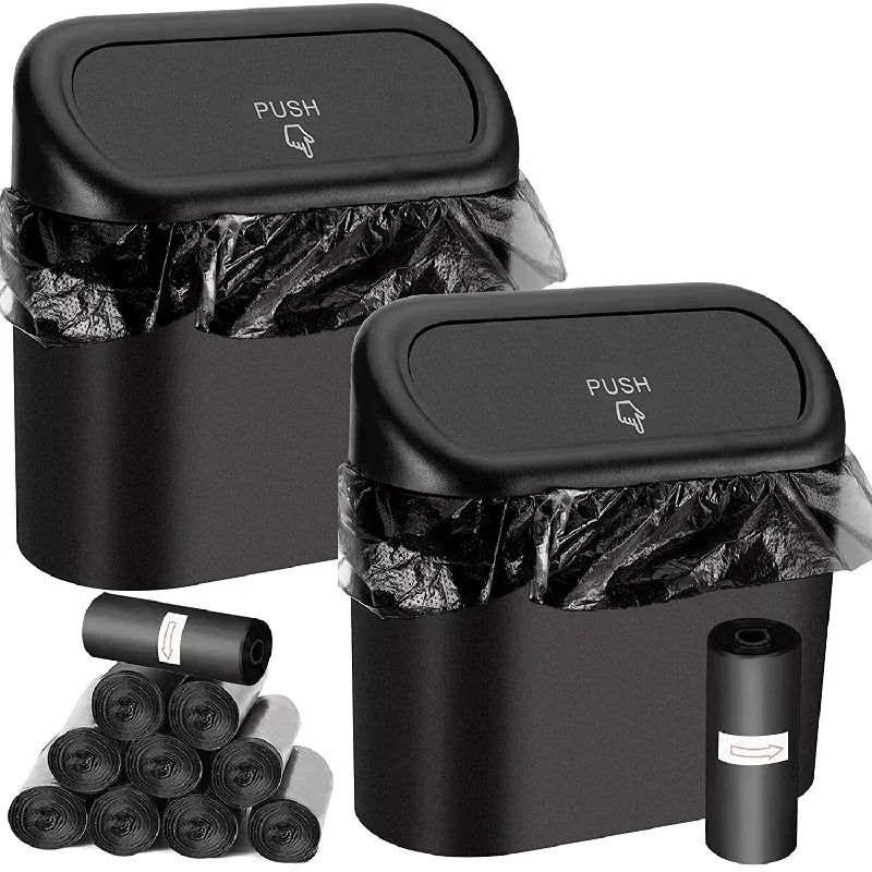 Leakproof Car Trash Can with Lid & 60 Bags